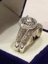 14K White Gold Finish 3.90 ctw Round Created ...