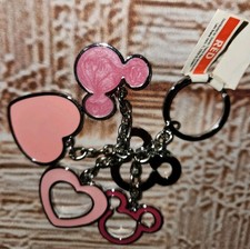 NEW Disney 5" KEYCHAIN with MICKEY ICON and HEART CHARMS