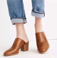 Madewell Womens Tan The Harper Classic Minimalist Slip On Leather Mule 9
