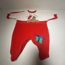 Vintage Infant My First Christmas Little Me Footed Jumpsuit One Piece Velour