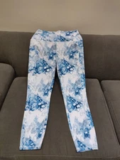 RBX Women's White/Blue Polyester Skinny Pull On Leggings, size L
