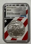 2019 American Eagle S$1  Certified NGC MS 69 Rare Flag Holder