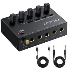 PROZOR Mini Audio Mixer 4 Channel Line Mixer - USB-C Powered Sub Mixer with