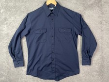 VTG Fieldmaster Shirt Mens Large Blue Solid LS Work Perma-Prest USA Made