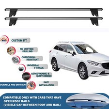 Roof Bars Cross Bars for Mazda 6 Gj1/Gl Estate 2014-2021 Lockable 2X Grey