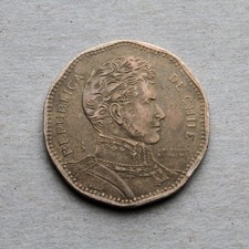 50 Pesos - 2008 Chile Coin - Rare ' CHIIE ' error misspelling - KM#219.3