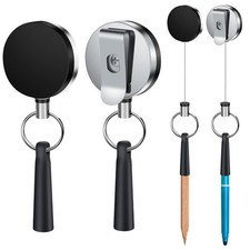 2 Pack Heavy Duty Silicone Retractable Pull Pen Pencil Holder with Steel Cord