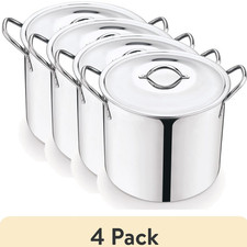 4 Pack 8-QT Stainless Steel Large Stock Pot with LID Kitchen Tools Cookware Cook