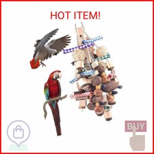 Bissap Large Parrot Chew Toys, 20.8in Bird Parrot Hanging Bite Wooden Blocks Cag