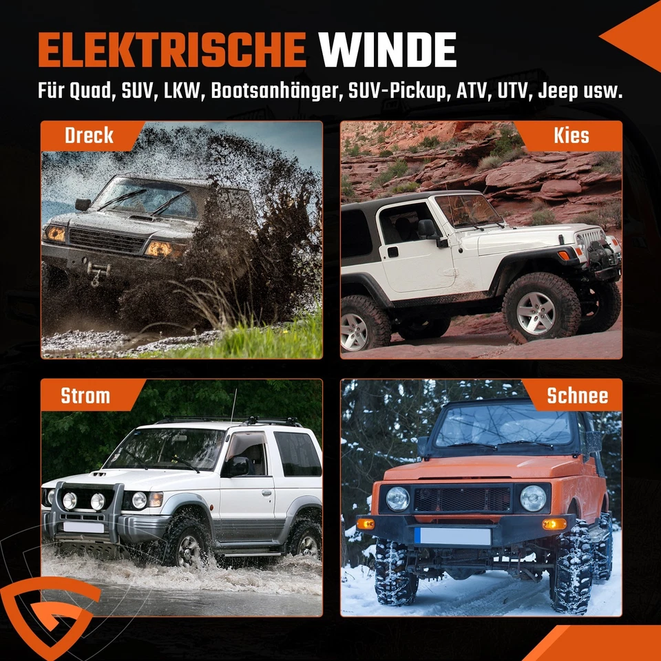 Elektrische Seilwinde 12V 3000LBS - 13500LBS Motorwinde Seilzug Winde Funk ATV - Bild 4 von 4