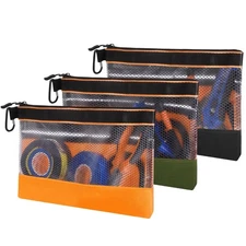 BESARME 3 Pcs 11.8 Clear Tool Pouch with Zipper Heavy-Duty Small Tool Bag