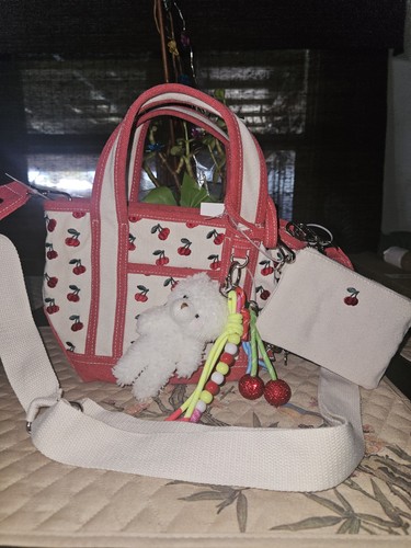 Madden Girl Cherry Cherries Mini Tote Crossbody Bag with Charms and Keychain NWT