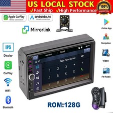 2DIN Double 7  Touchscreen Car Stereo with BT GPS Apple/Android CarPlay 128G