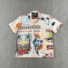 Mlaibu Retro Shirt Men M Print Drill Clothing Co Hawaiian Resort Button Up