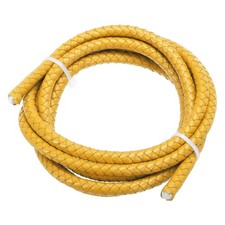 6mm Round Braided Leather Cord for Crafts Jewelry Making, Yellow(1.1Yards)