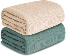 Muslin Swaddle Blankets for Newborn, 2 Pack Breathable Soft Receiving Blanket