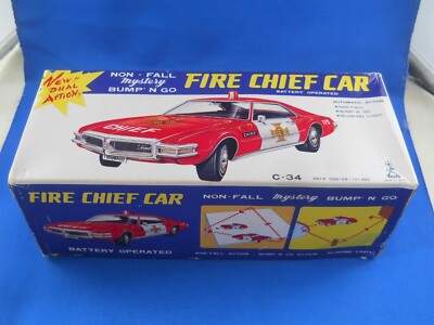 Taiyo Vintage Bump n' Go Fire Chief Car with box Works | eBay