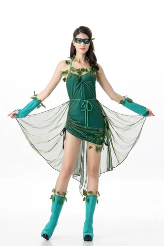 2025 Ladies Green Lethal Beauty Poison Ivy Costume Halloween Fancy Dress Outfit - Picture 1 of 12
