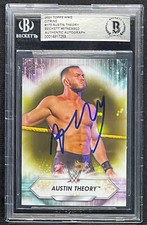 AUSTIN THEORY SIGNED 2021 WWE TOPPS CITRINE CARD 49/75 BAS WITNESS 259