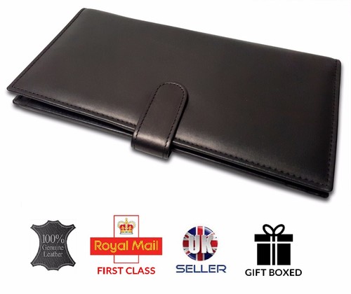 GENUINE SOFT LEATHER Travel Organiser 2 PASSPORT HOLDER cover case wallet BLACK
