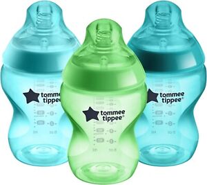 Tommee Tippee Pack of 3 Colour My World 260ml Feeding Bottle - Blue