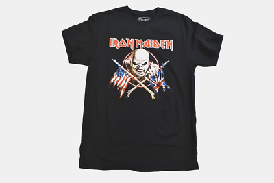 Global Mens Iron Maiden Eddie The Trooper Flags Graphic Shirt New