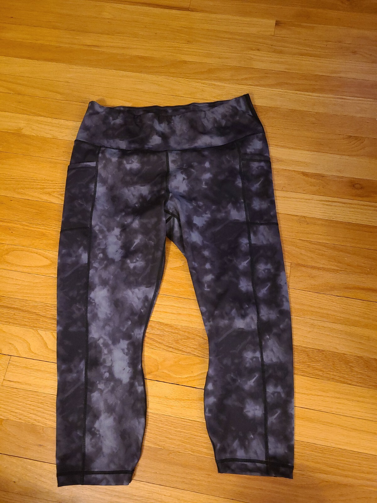 Yogalicious Lux Leggings Womens Plus 1X Black Gray Pattrnd Stretch Compression