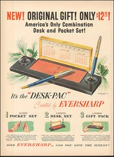 1950 Vintage ad for Eversharp`Pens Retro Chrismtas Pocket Set Desk  083017 