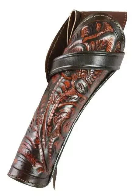 Western Holster Cross-Draw Two-Tone Brown Tooled Leather - Image 4 of 4