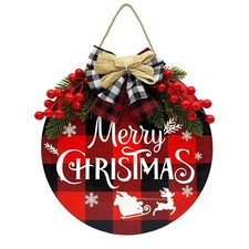 Christmas Door Decorations, Buffalo Plaid Christmas Wall Decor for Front Door...