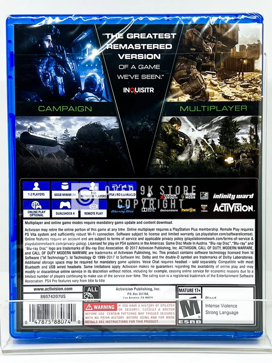 prioritet En effektiv tilbagemeldinger Call of Duty: Modern Warfare Remastered - PS4 - Brand New | Factory Sealed  47875880740 | eBay