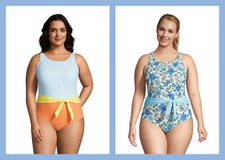 Lands End  Belted High Neck UPF-50 Women's Plus Size One Piece Swimsuit 99 NIP
