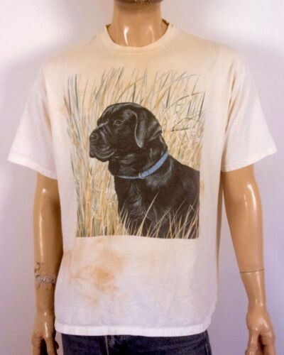 Camiseta de colección de los 90 de una sola puntada negra envejecida perro de laboratorio animal recuperador XL - Imagen 1 de 8