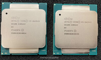 Lot of (2) SR208 Intel E5-2623v3 3.00GHz 8.00GT/s QPI 10MB L3 LGA2011-3 CPUs