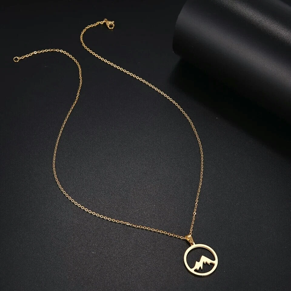 925 Sterling Silver Necklace For Women Mountain Hill Engagement Pendant Jewelry - Image 3 of 4