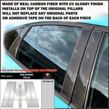Fits Ford Explorer 2011-19 Real Black Carbon Fiber Window Pillar Posts - 6 Pcs