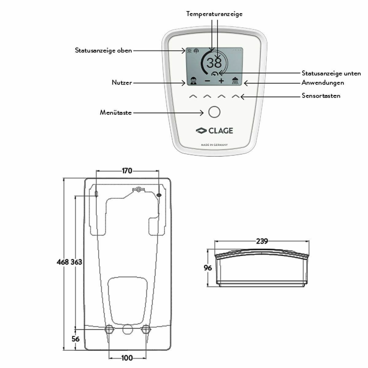 Clage DEX Next Tankless Water Heater 18, 21, 24 O.27 Kw 400 V 3200