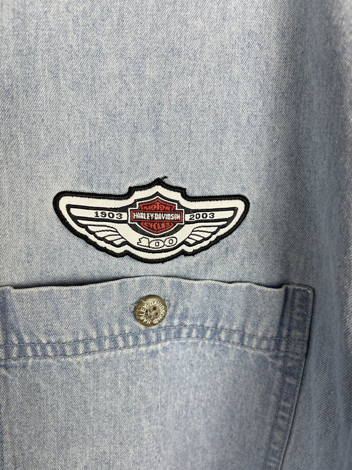 Vintage Harley Davidson Denim Shirt 2XL Embroider… - image 3