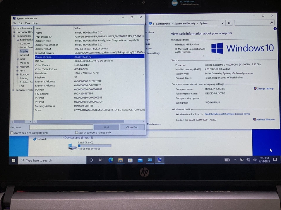 HP ProBook 430 G3| i3-6100U @ 2.3GHz|4GB RAM| 500GB HDD| WIFI | 13.3" Win10 Pro - Image 3 of 4