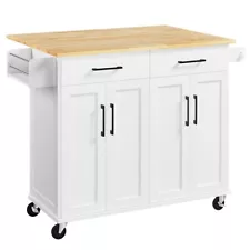 Rolling Kitchen Island with Drop Leaf, Storage Cabinet, Detachable Towel Bar