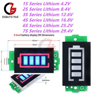 1/2/3/4/6/7S Battery Level Indicator Li-ion Battery power Capacity Meter Tester