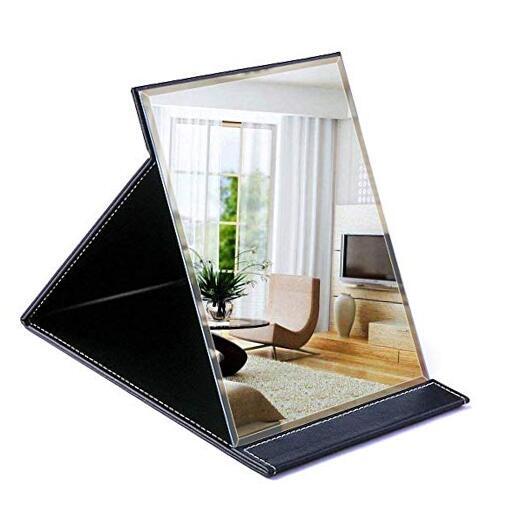 Portable 10x7 Inch Folding Makeup Mirror for Office Desktop & Travel with PU Cover-image