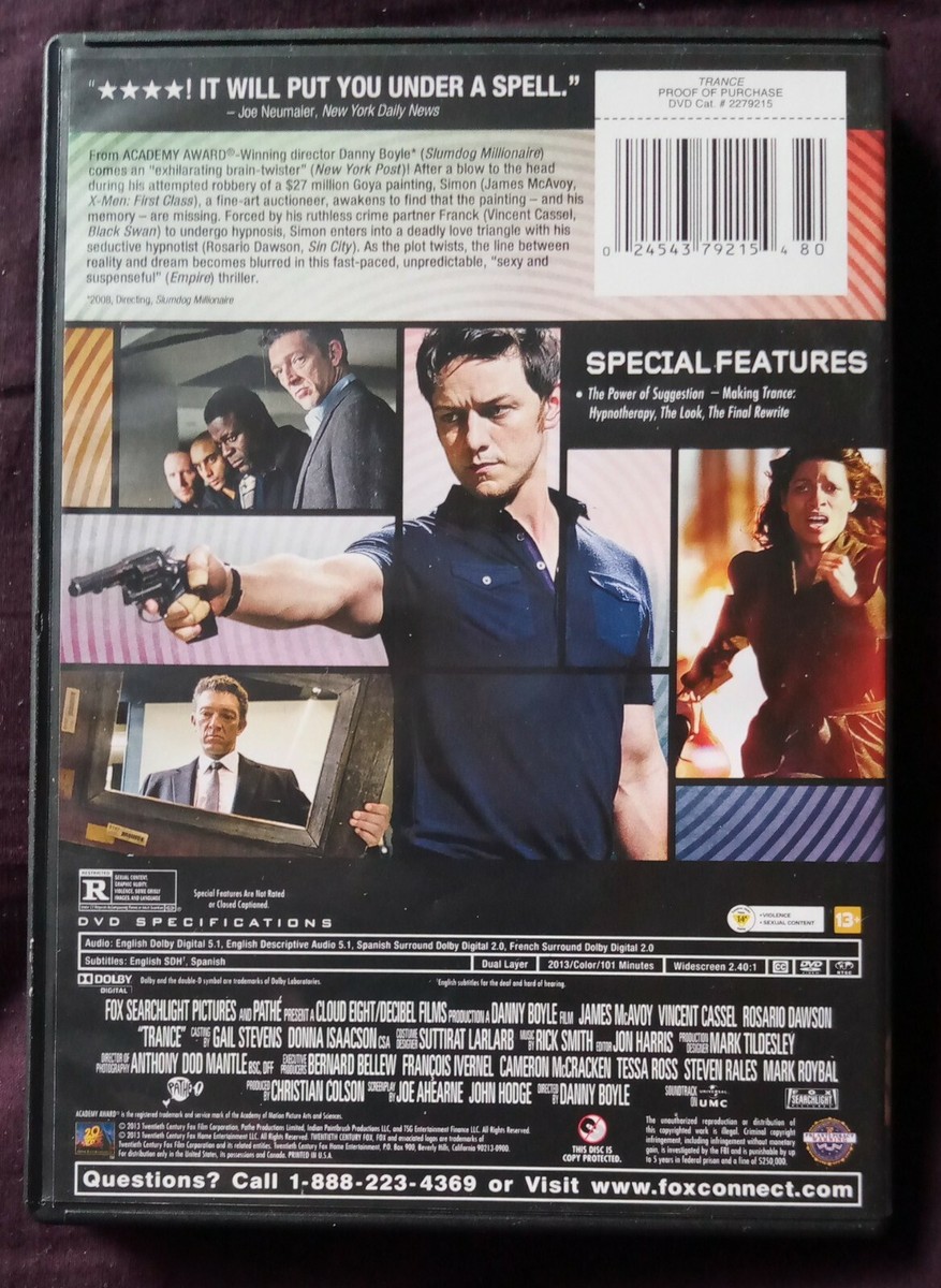 Trance (DVD, 2013) James McAvoy Rosario Dawson 24543792154| - Main Image