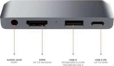 SATECHI Type-C Mobile Pro Hub Adapter mit USB-C PD-Aufladung, 4K HDMI, USB 3.0 &