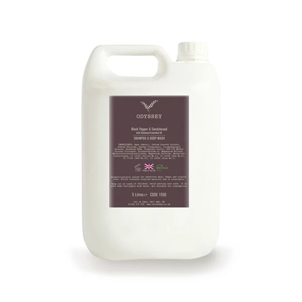 Odyssey Black Pepper & Sandalwood Shampoo & Body Wash 5L VEGAN CRUELTY FREE