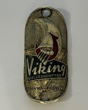 VINTAGE ORIGINAL VIKING WOLVERHAMPTON BIKE BICYCLE HEAD TUBE BADGE NAME PLATE