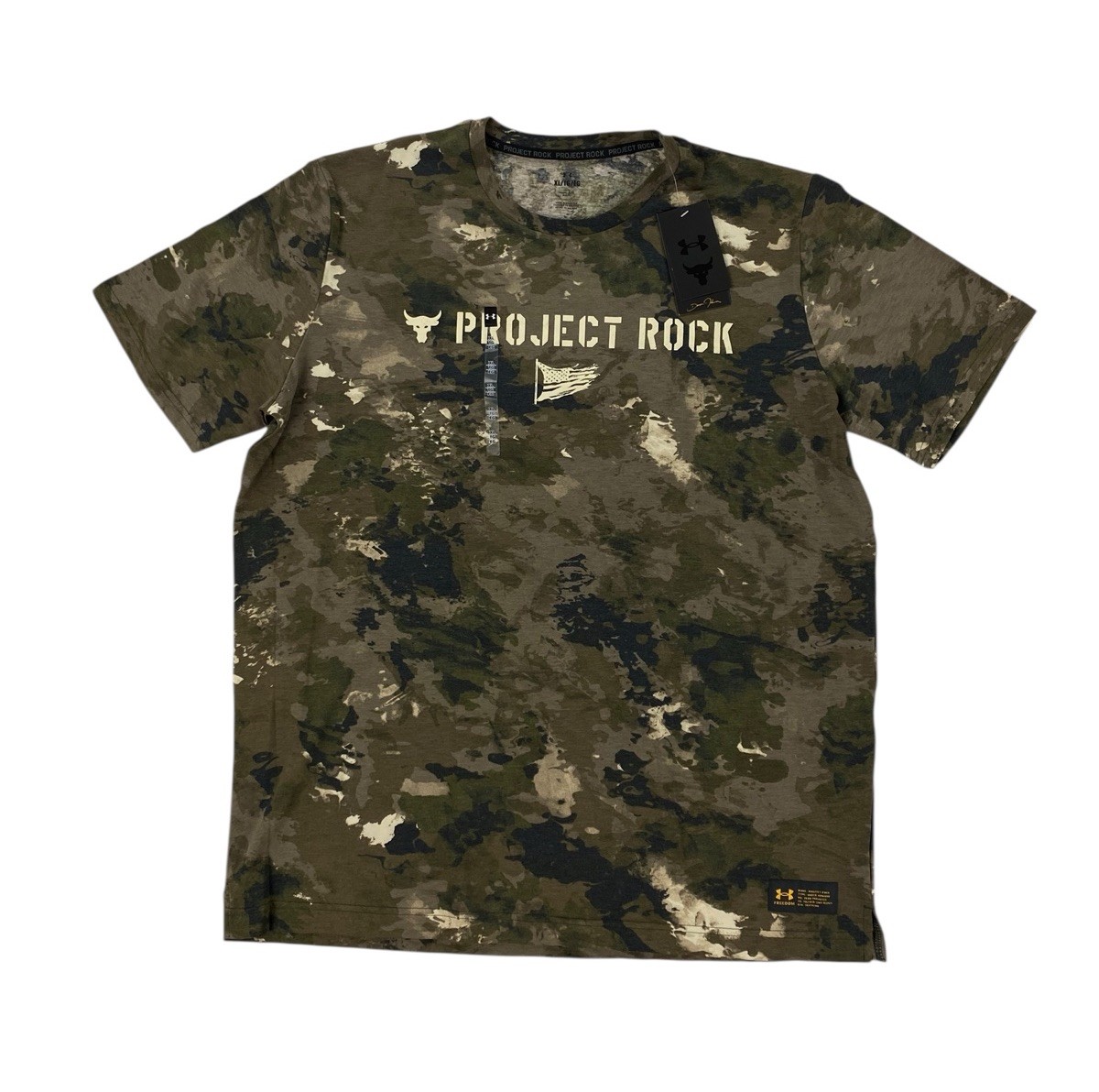 NEW Under Armour x Project Rock Veterans Day T Shirt Camo Loose