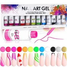 Nail Art Gel Liner Set 12 Colors Nail Art Set For Gel Manicure