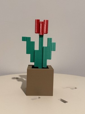 Minecraft 3D Printed Rose In A Pot