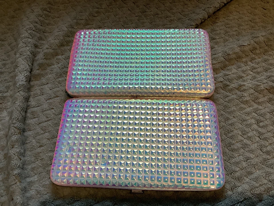 Atmosphere metallic pink Evening Clutch Bag with card pockets and phone holder. - Image 1 of 4